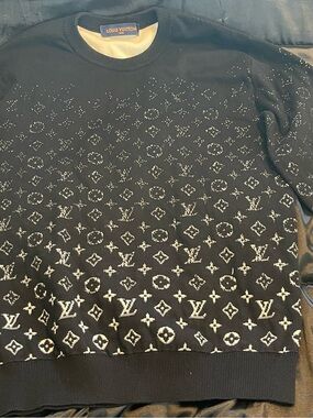 Louis Vuitton Black and White Monogram Knit Sweater
